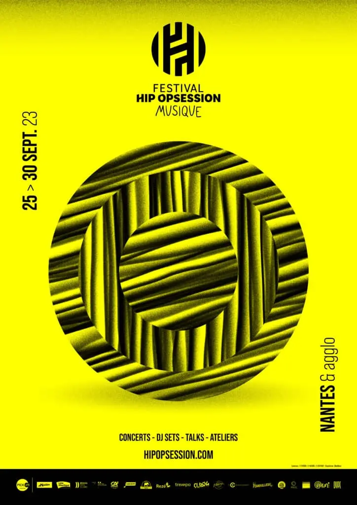 Affiche du festival Hip Opsession du 25 au 30 septembre 2023 qui propose des concerts en audiodescription