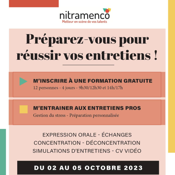 Formation « préparez-vous pour réussir vos entretiens » du 2 au 5 octobre
