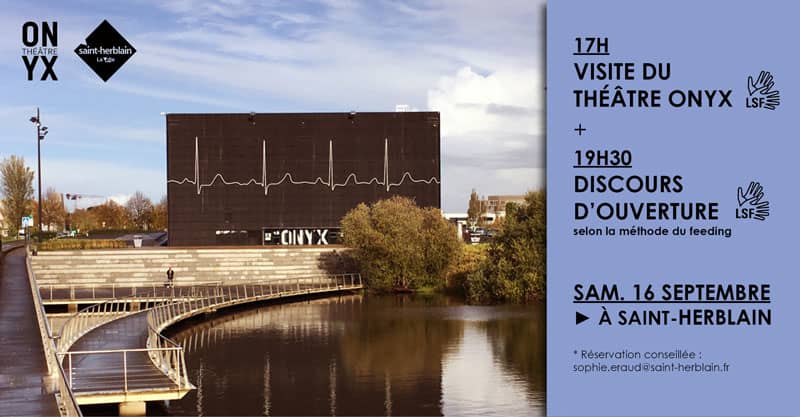 affiche du théâtre onyx qui propose une visite en lsf le 16 septembre