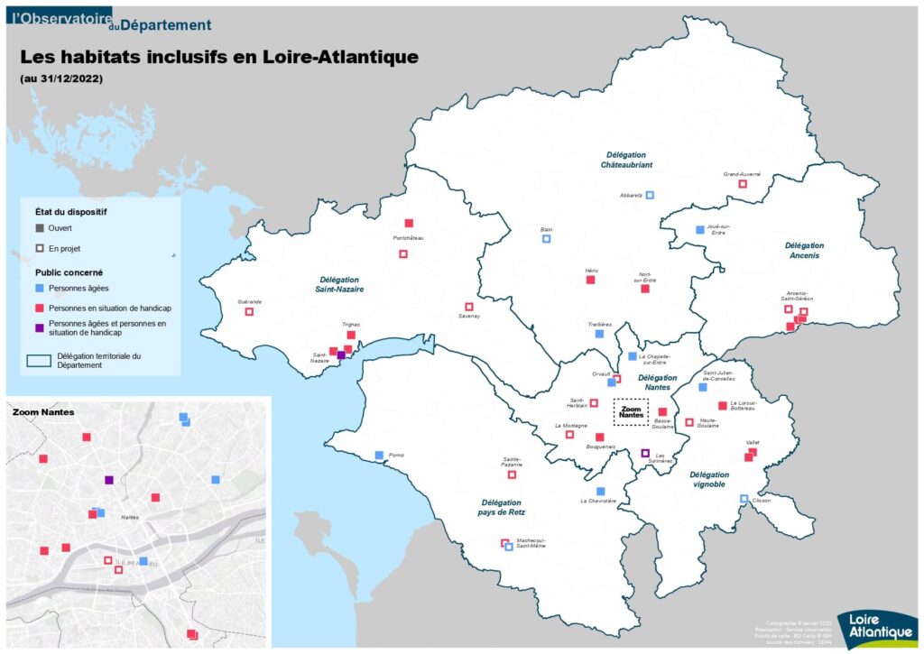 carte des habitats inclusifs en loire-atlantique au 31/12/22