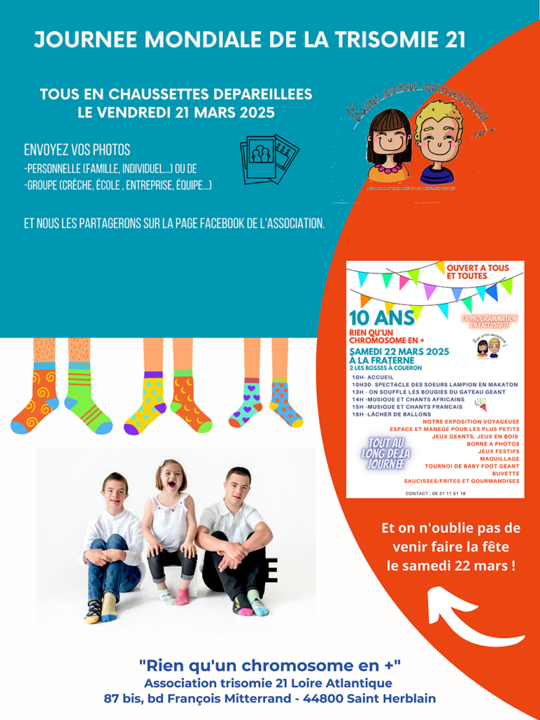 affiche de l'événement tous en chaussettes dépareillées le 21 mars