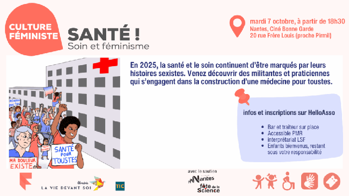affiche de l'événement santé soin et féminisme des fameuses le 7 octobre