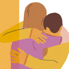 visuel de deux personnes se faisant un calin