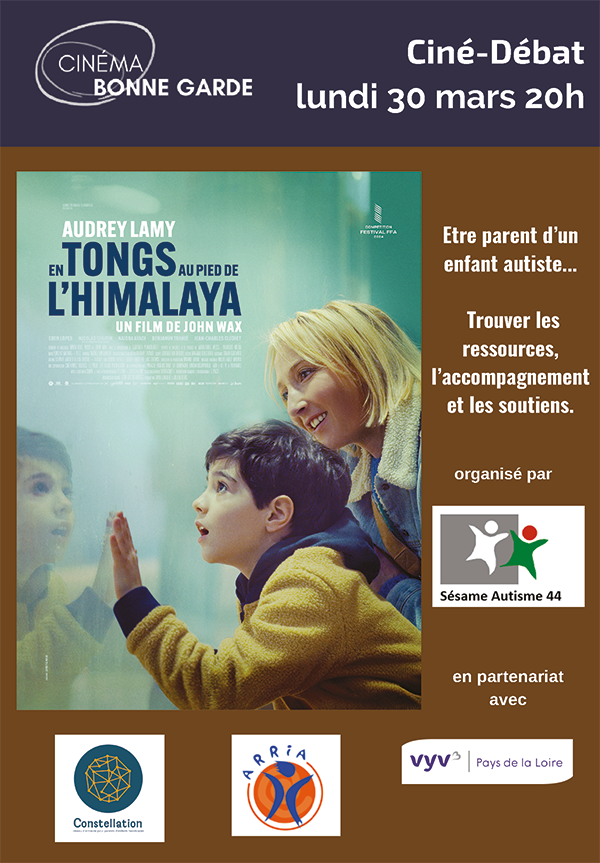 affiche du ciné-débat du film en tongs en pied de l'himalaya le 30 mars
