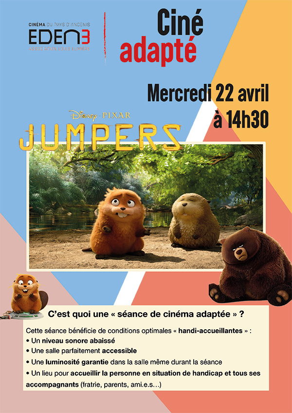 affiche de la séance de ciné-adapté du film jumpers le 22 avril au cinéma eden 3