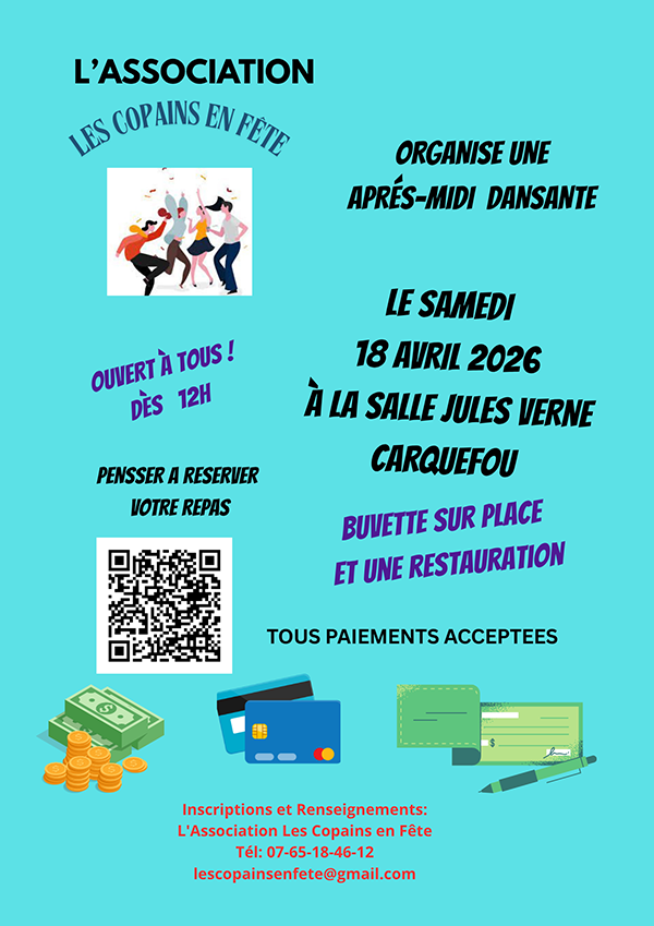 affiche de l'après-midi dansante du 18 avril de les copains en fête.