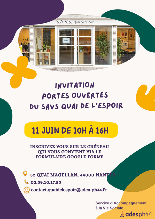 affiche des portes ouvertes du savs quai de l'espoir le 11 juin