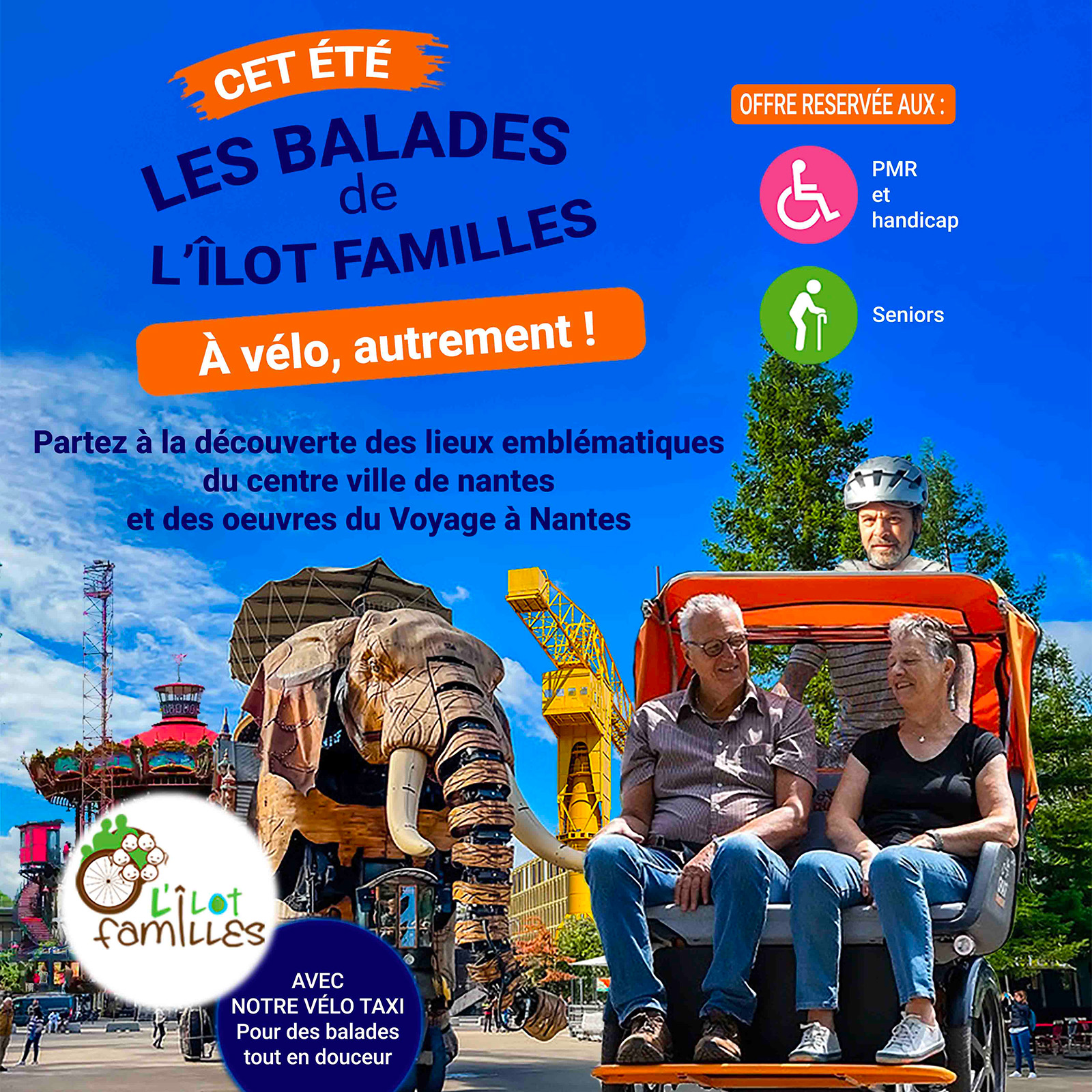 Les balades en vélo-taxi de l&rsquo;Ilot Familles jusqu&rsquo;au 15 septembre