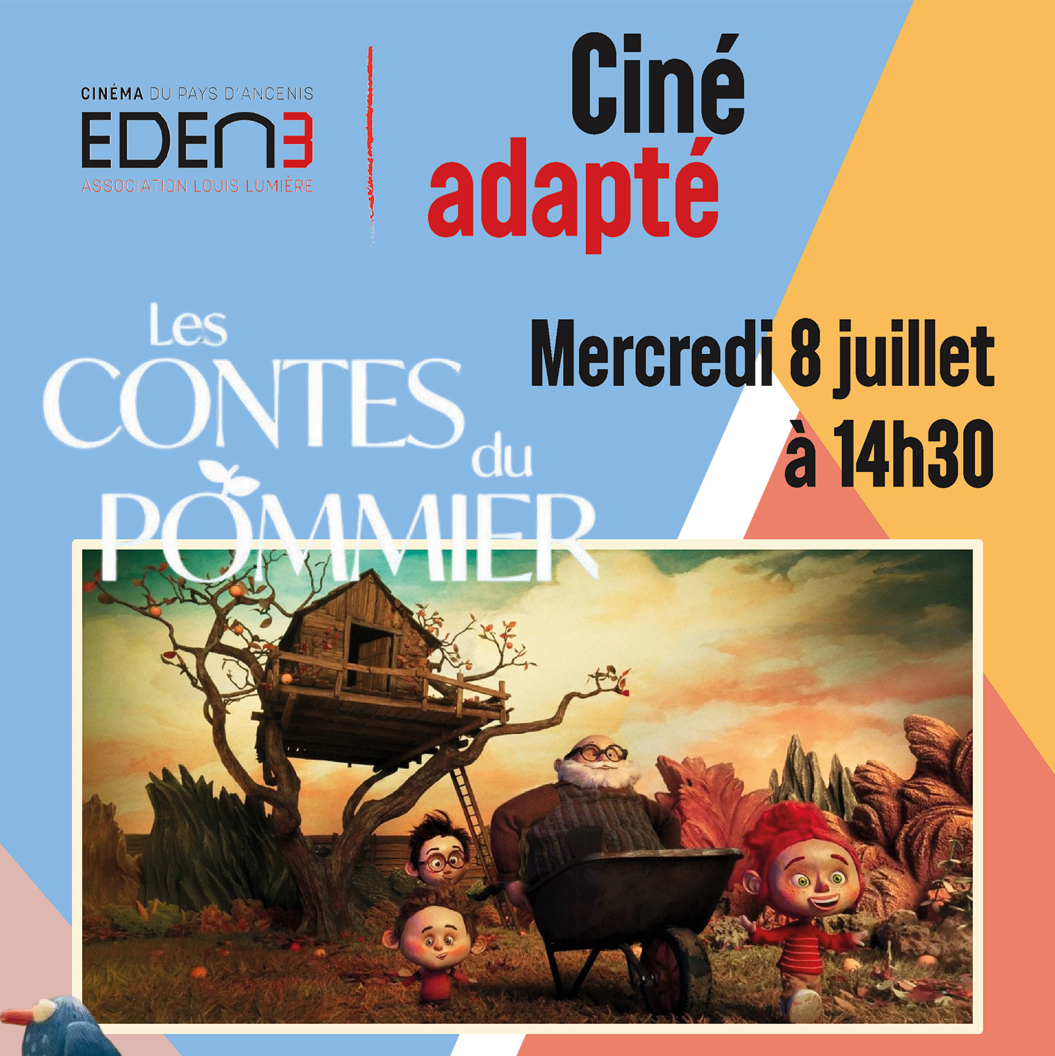 Les contes du pommier : Prochaine séance de Ciné-adapté au Cinéma Eden 3 le 8 juillet