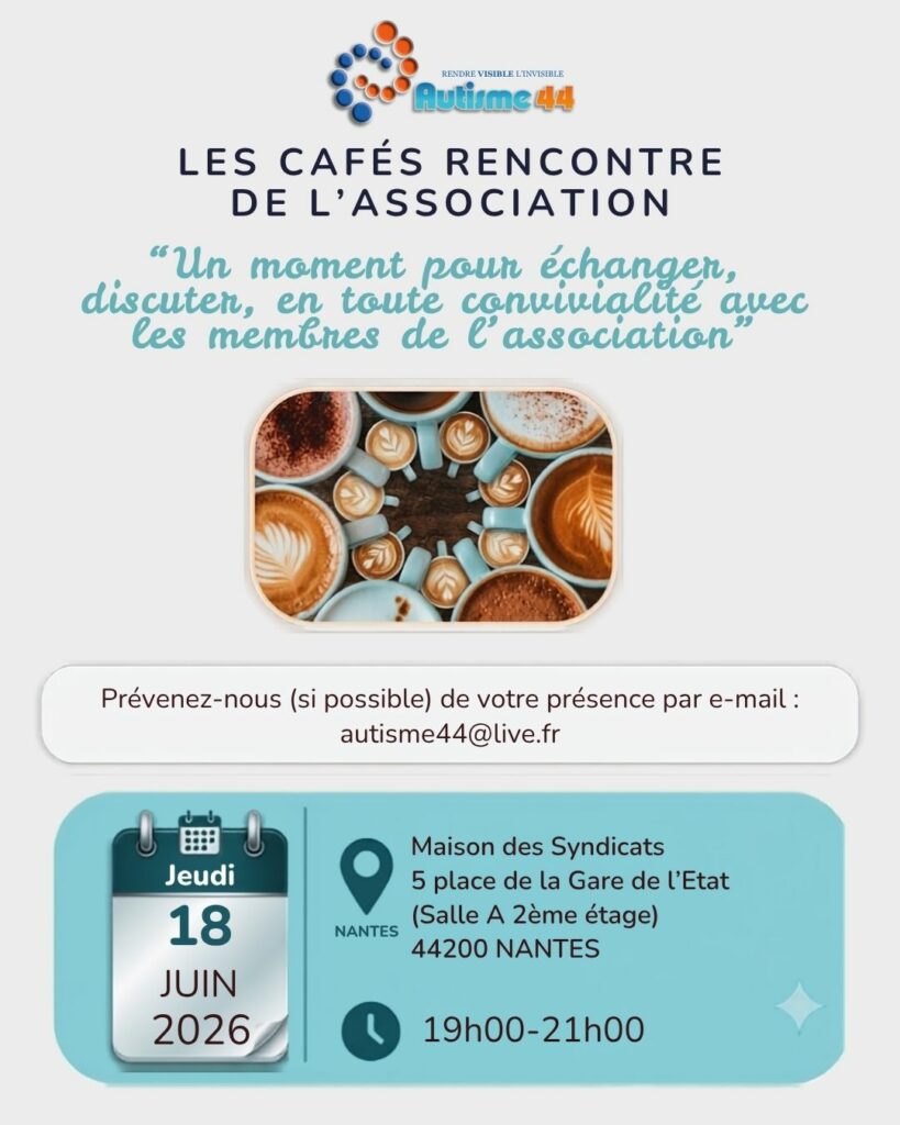 affiche du café rencontre d'autisme 44 le 18 juin
