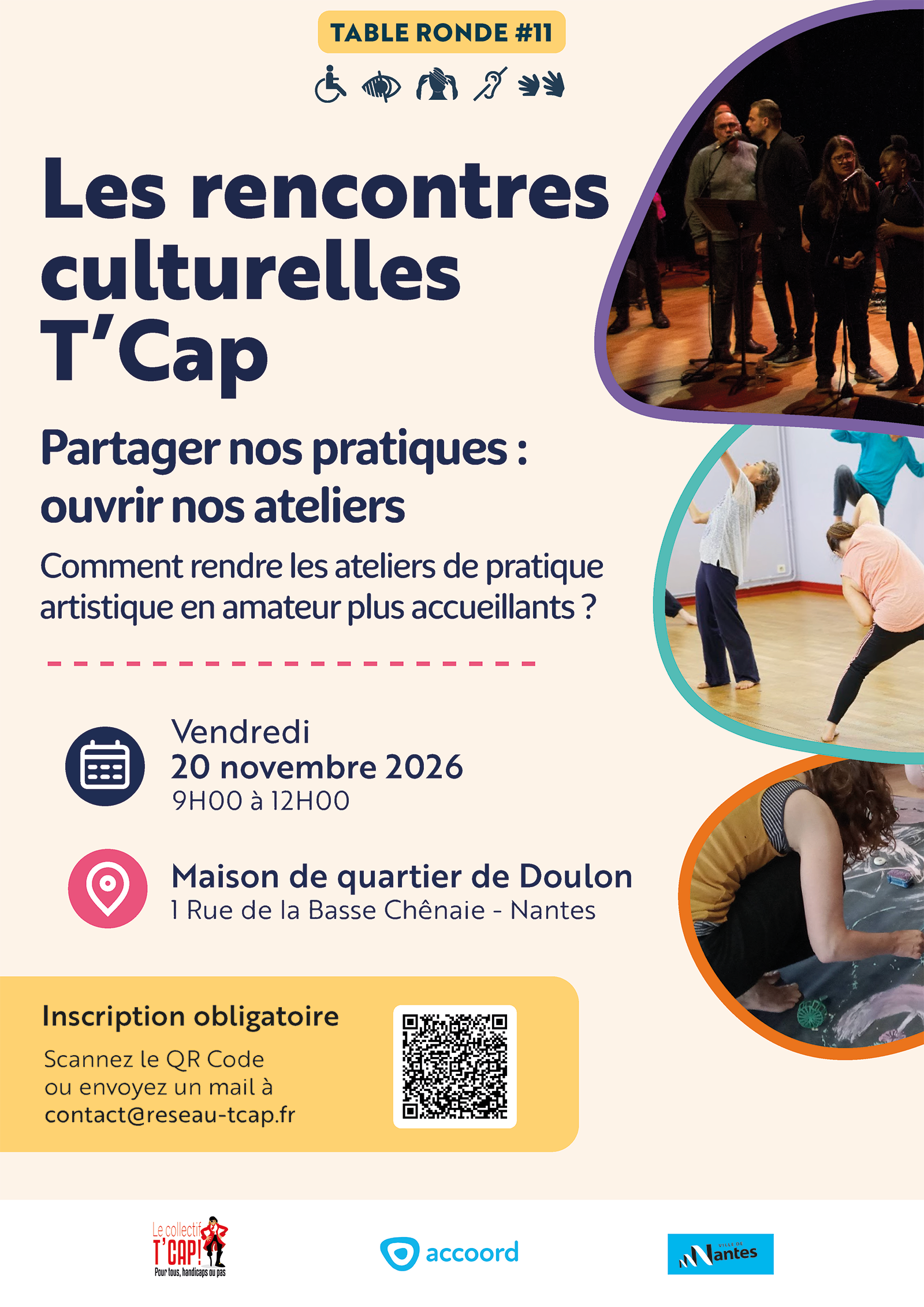 affiche de l'événement partager nos pratiques : ouvrir nos ateliers le 20 novembre