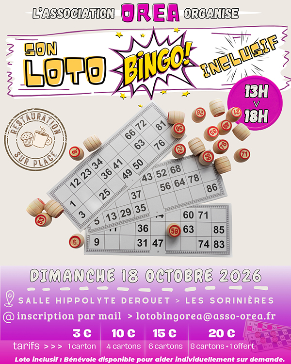 Le loto-bingo inclusif d&rsquo;Orea le 18 octobre