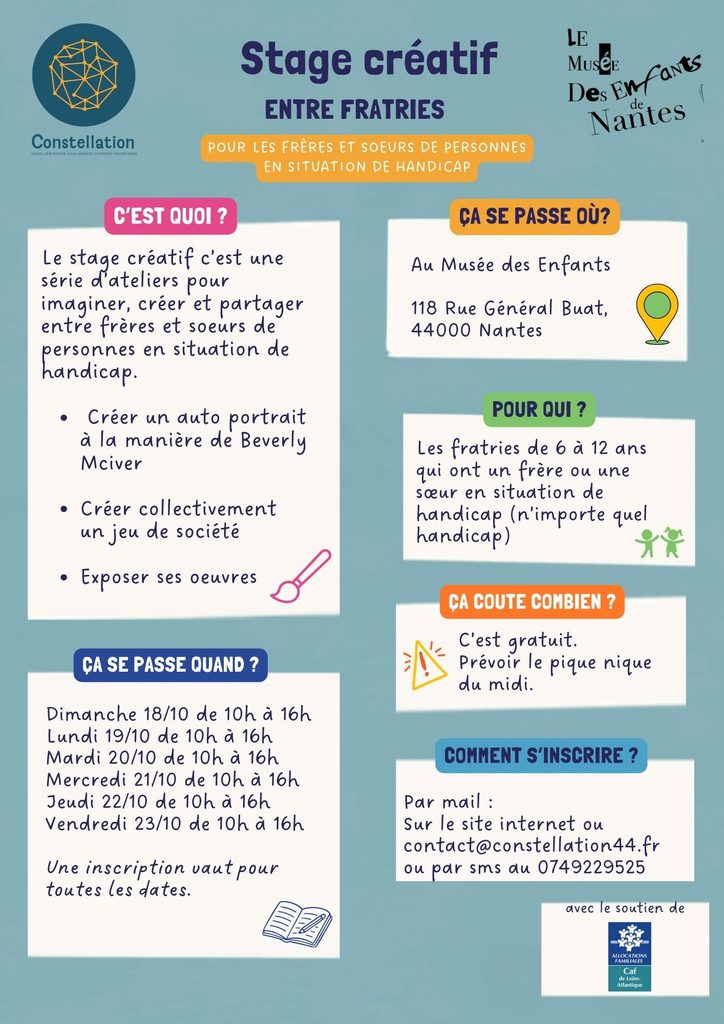 affiche du stage créatif de constellation du 18 au 23 octobre