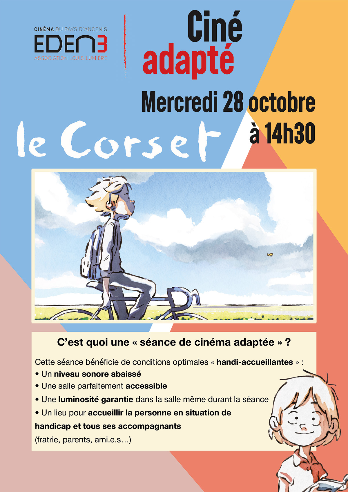 affiche de la séance de ciné-adapté du film le corset au cinéma eden 3 le 28 octobre à 14H30